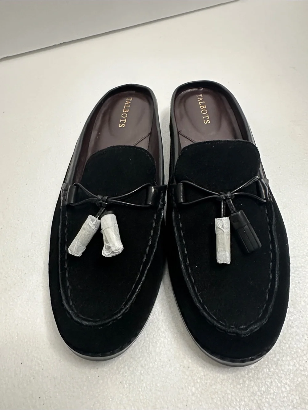 Talbots Black Suede leather Tassel Slip-On Loafers size 9 comfy
